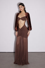 Emigdio Silky Cutout Mesh Maxi Dress