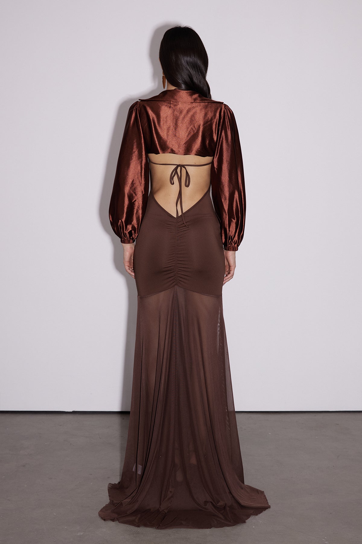 Emigdio Silky Cutout Mesh Maxi Dress