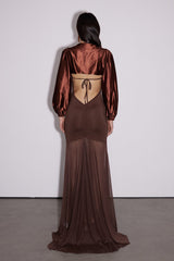 Emigdio Silky Cutout Mesh Maxi Dress