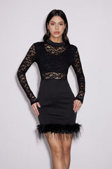Emilian Lace Feather Mini Dress