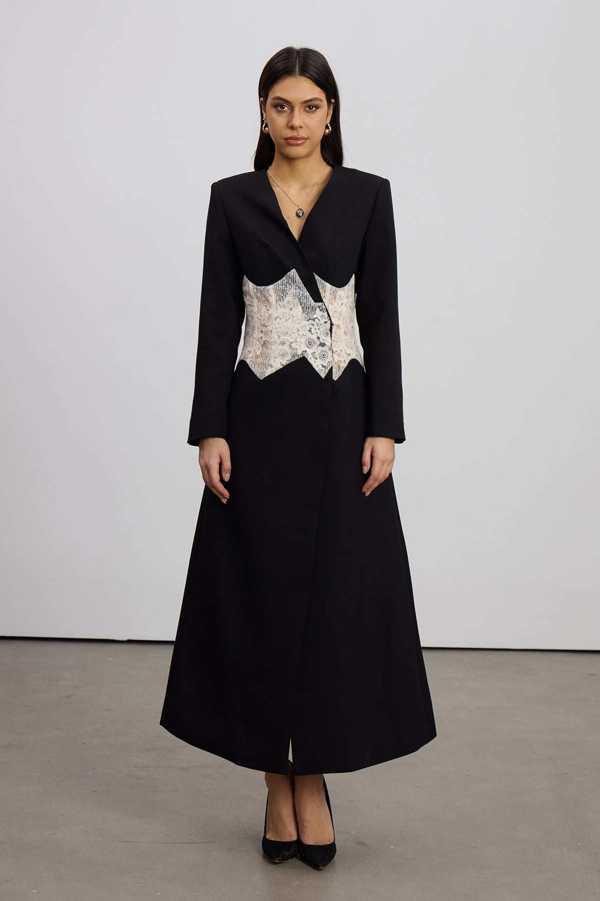 Emine Embroidered Mesh Coat