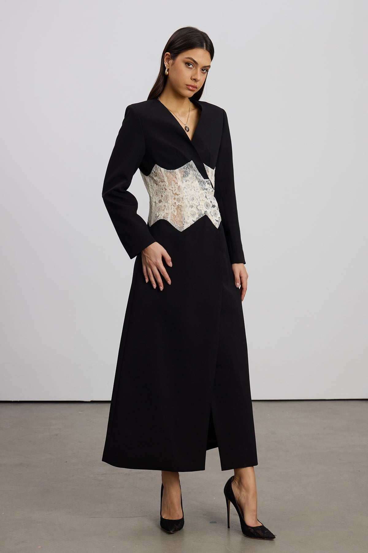 Emine Embroidered Mesh Coat
