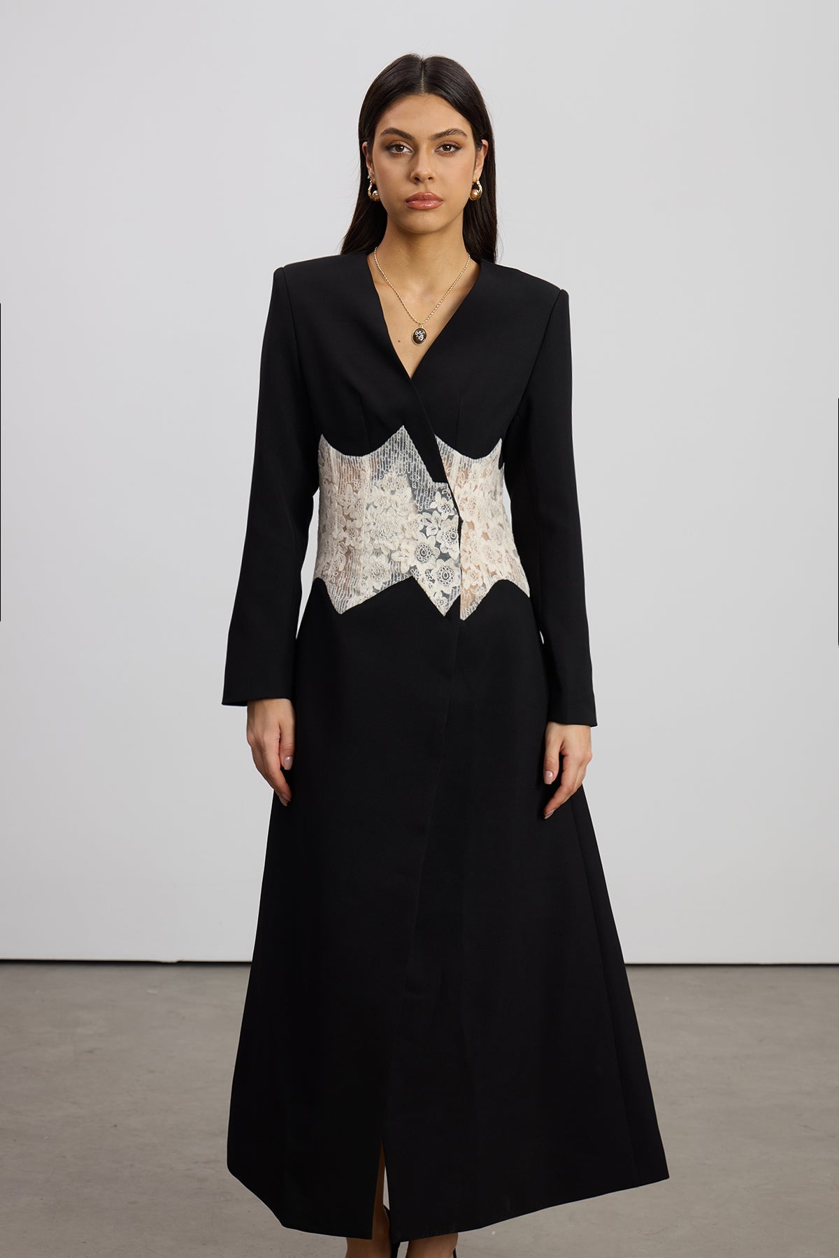 Emine Embroidered Mesh Coat