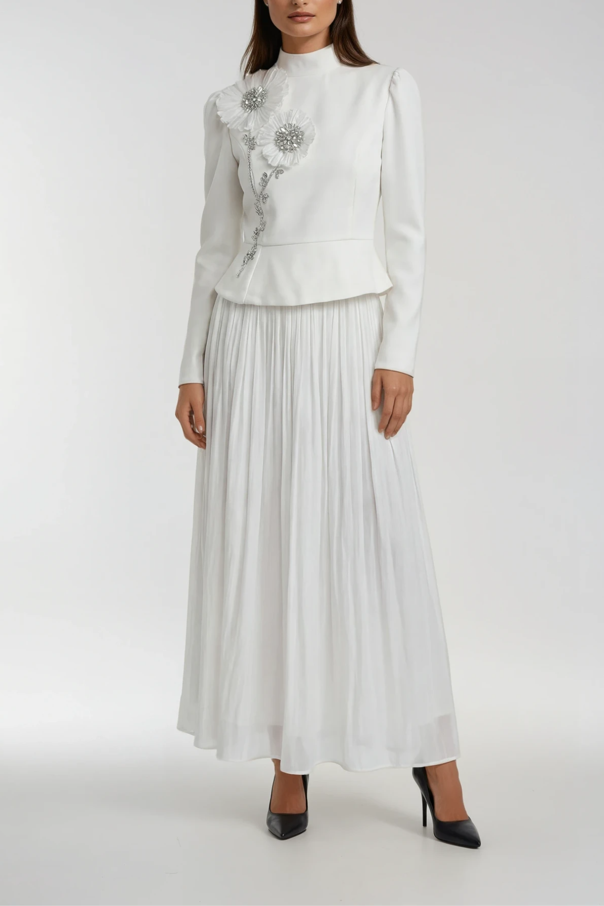Emmett Crystal Flower Skirt Set
