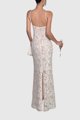Emmy Lace Backless Mermaid Maxi Dress