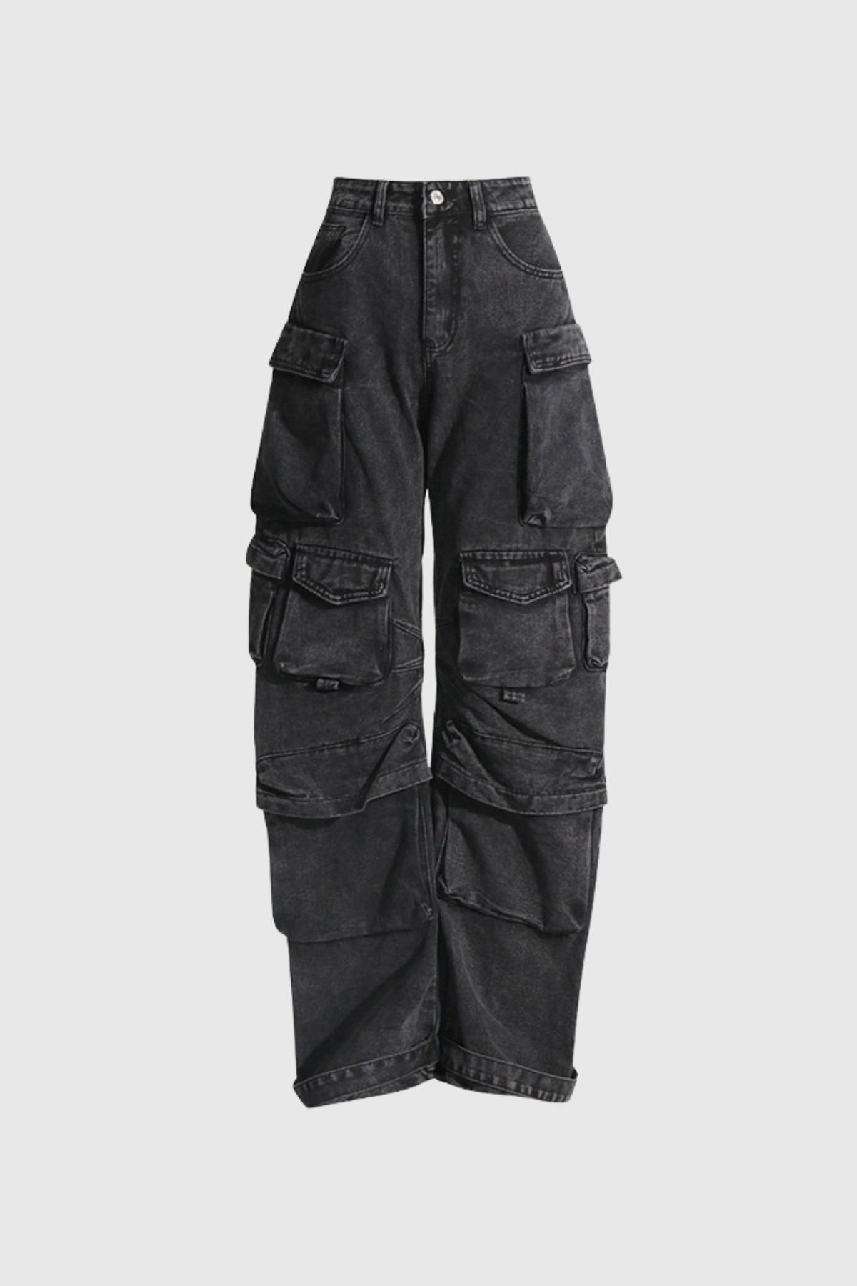 Evelyn Wide Cargo Jeans In Black
