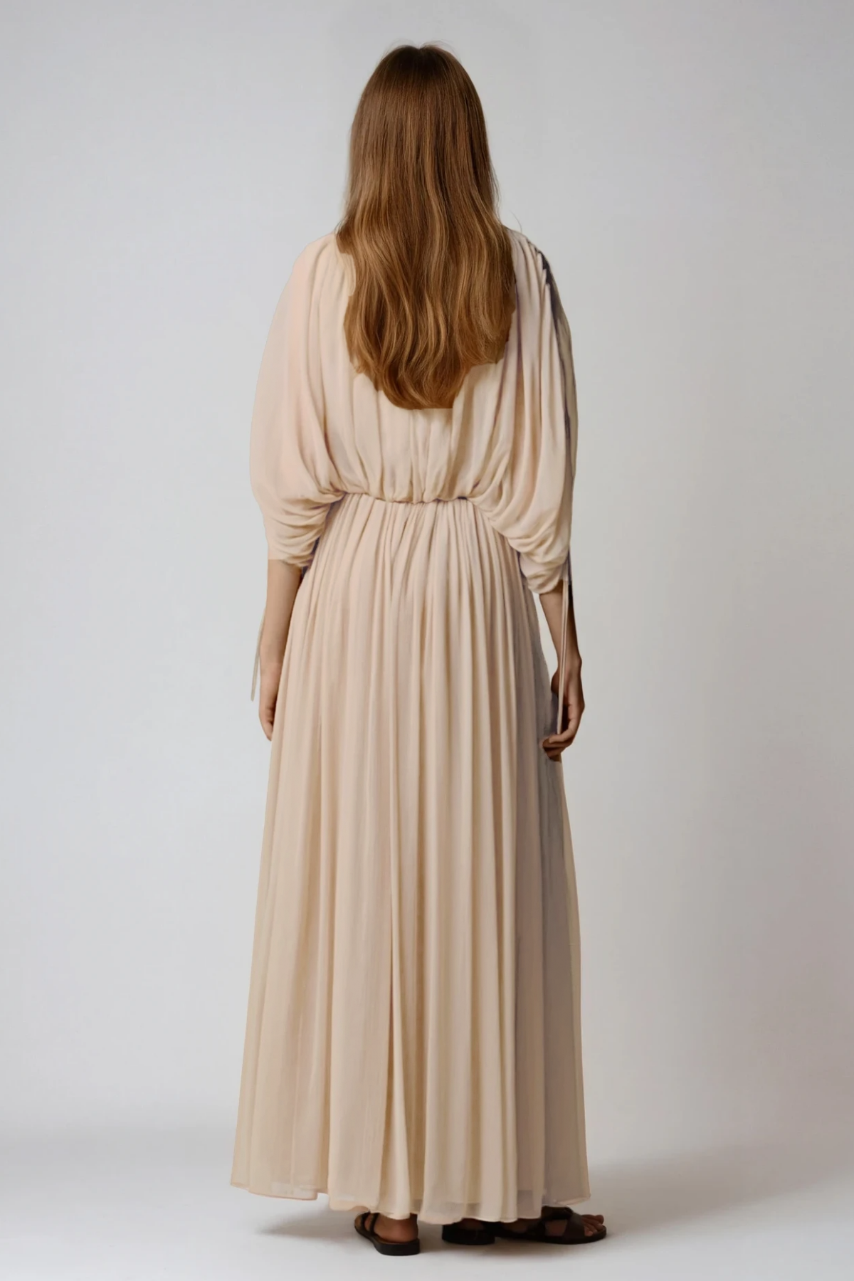 Faarax Drawstring Batwing Sleeve Ruch Skirt Set