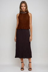 Fabia Halter Neck Bead Ruch Top