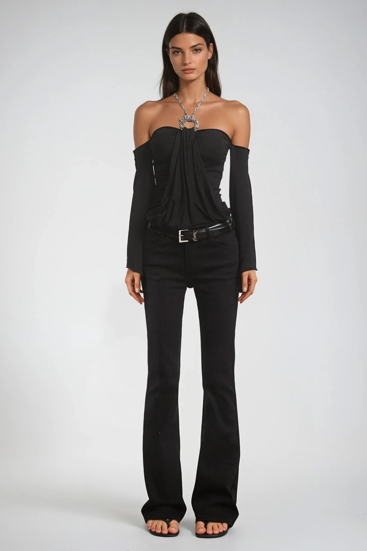 Fable Off Shoulder Draped Top In Black