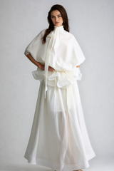 Fadi Batwing Sleeve Ruffle Maxi Dress
