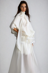 Fadi Batwing Sleeve Ruffle Maxi Dress