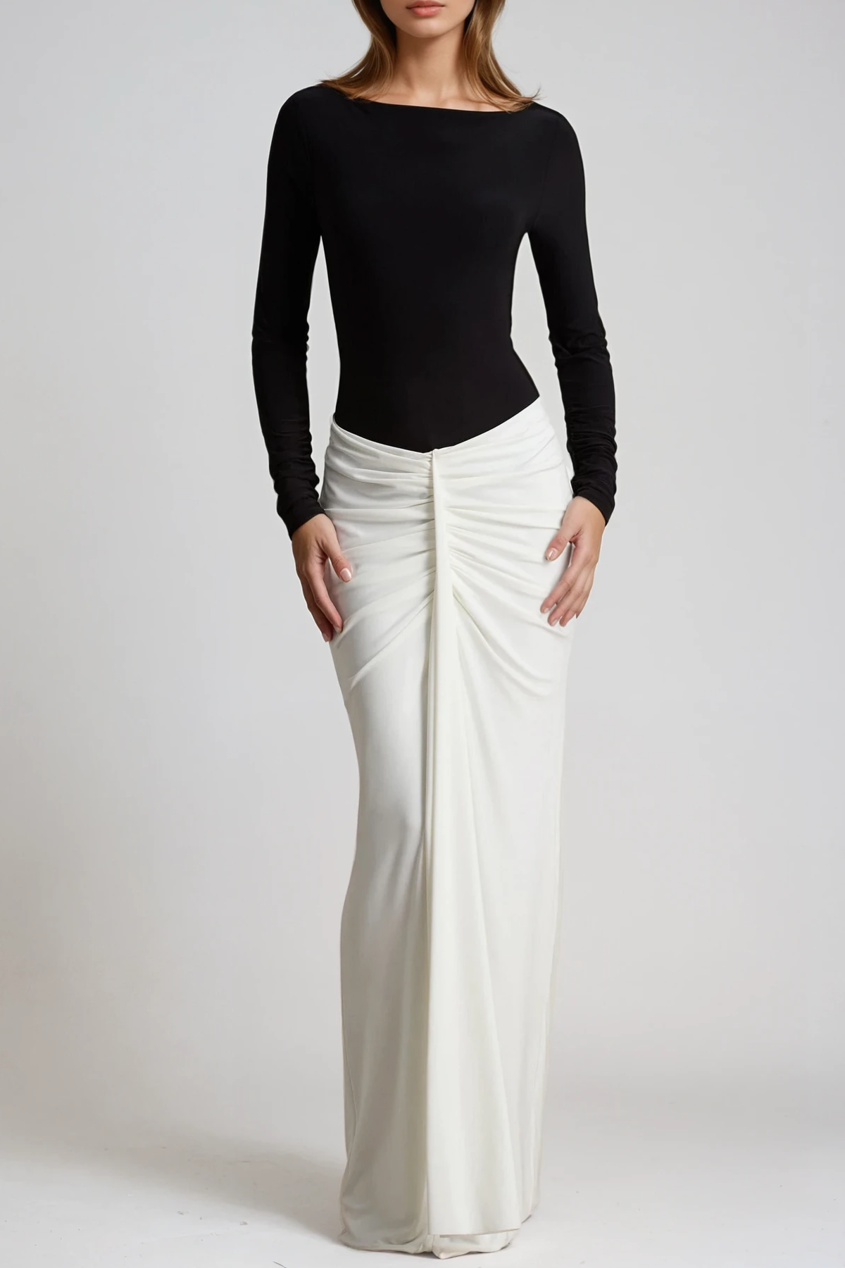 Fadila Colorblock Ruch Maxi Dress