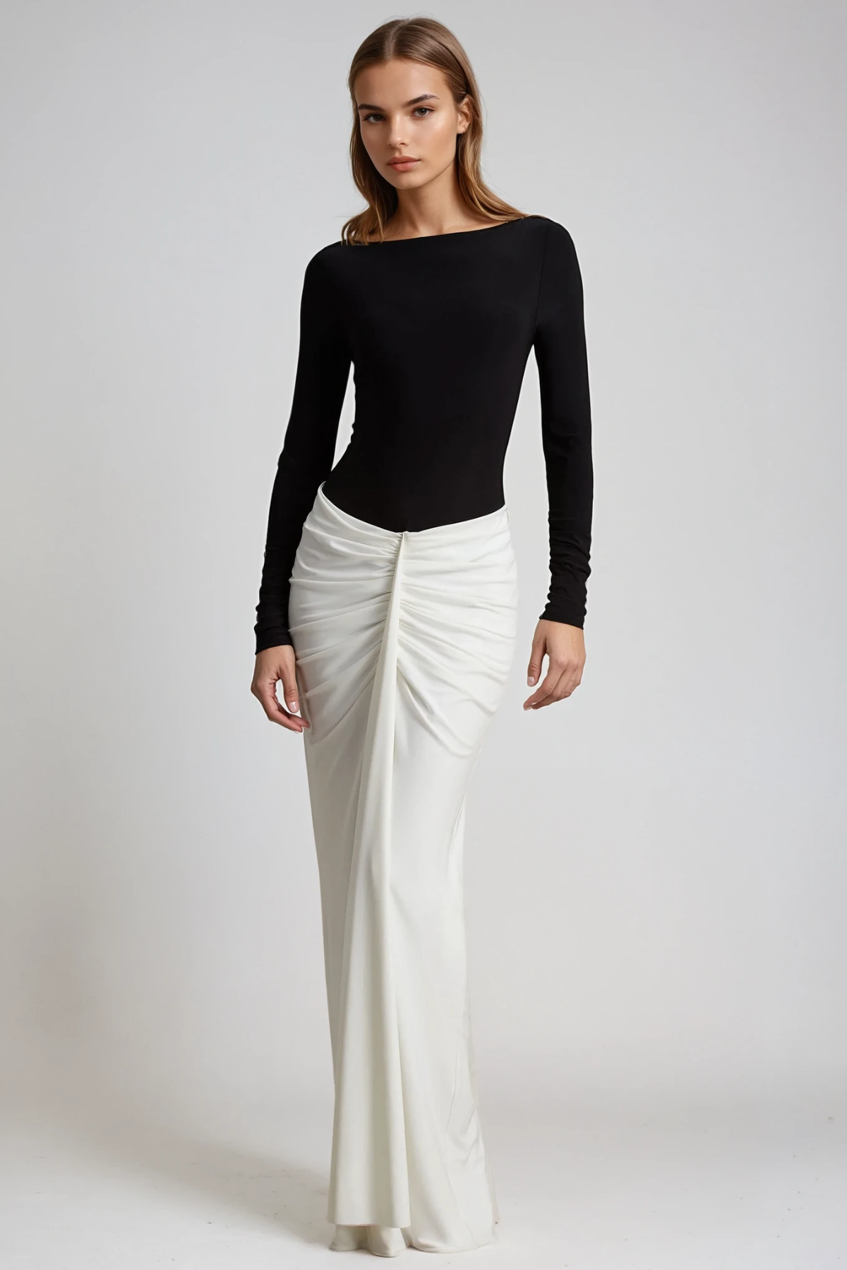 Fadila Colorblock Ruch Maxi Dress