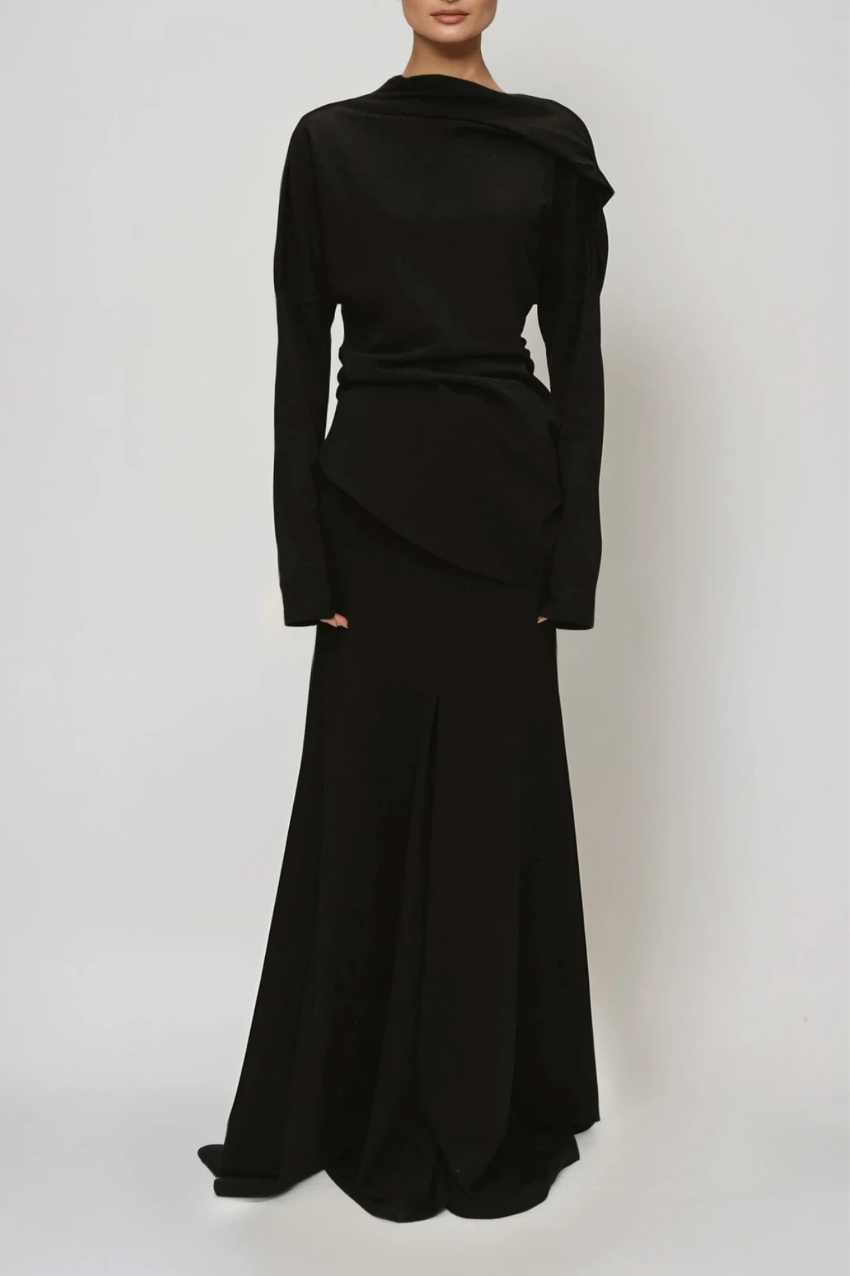 Fadl Long Sleeve Skirt Set In Black