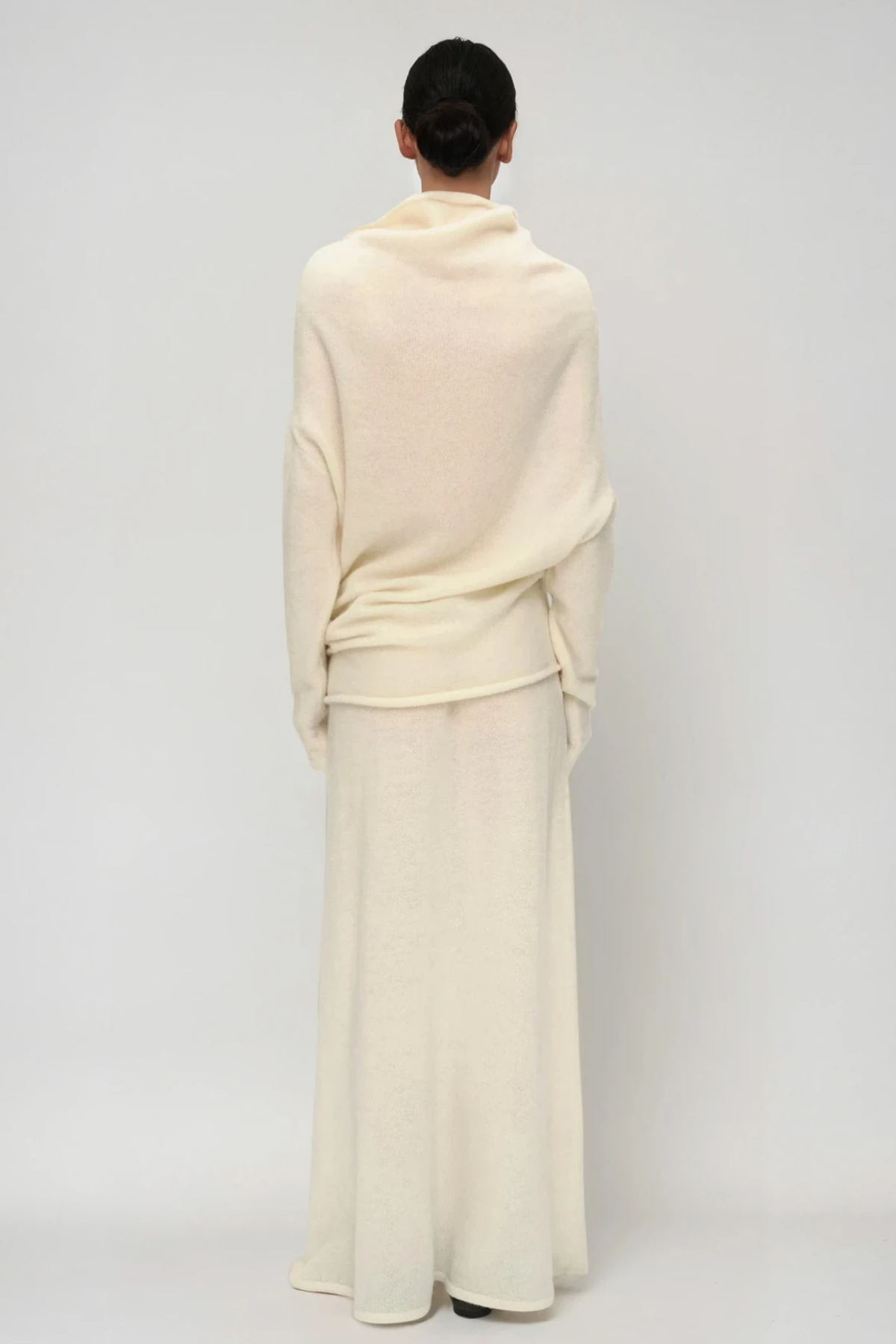 Fadl Long Sleeve Wool Skirt Set In Beige