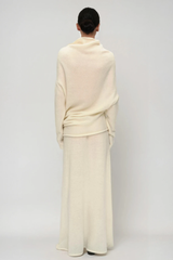 Fadl Long Sleeve Wool Skirt Set In Beige