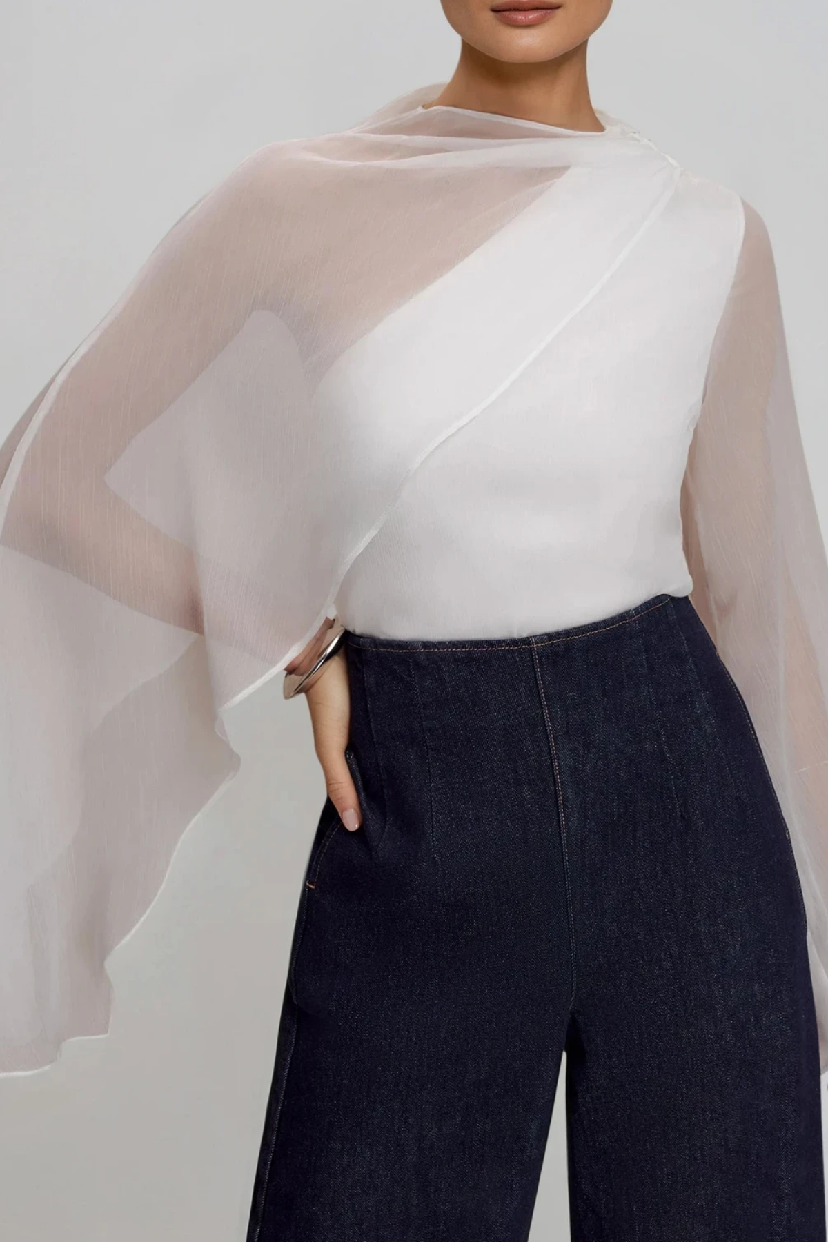 Fadwa Cape Sleeve Mesh Top