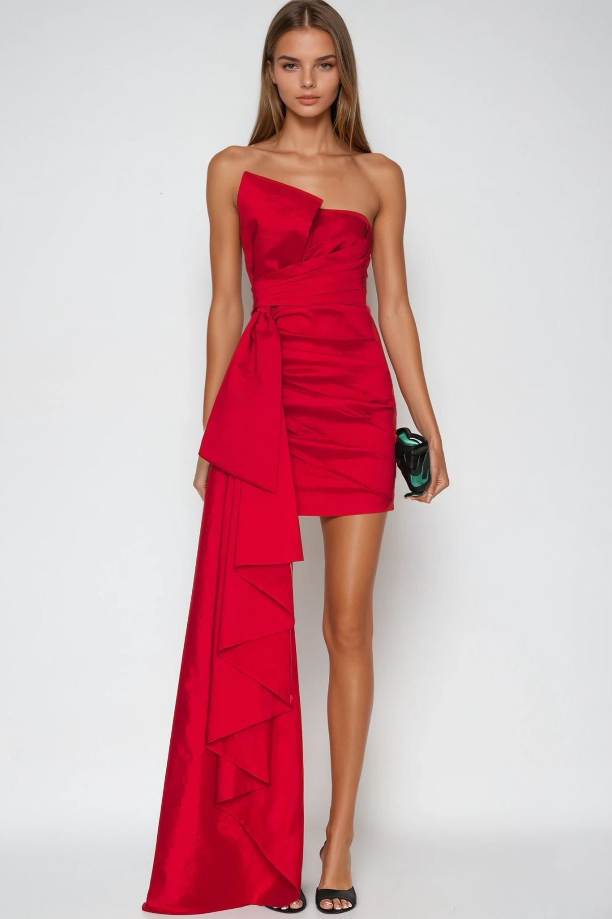 Fahima Bow Draped Skirt Mini Dress