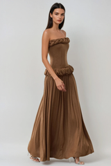 Fahmida Strapless Twist Ruch Maxi Dress