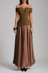 Fahri Deconstruct Ruch Satin Maxi Dress