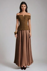 Fahri Deconstruct Ruch Satin Maxi Dress