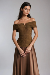 Fahri Deconstruct Ruch Satin Maxi Dress