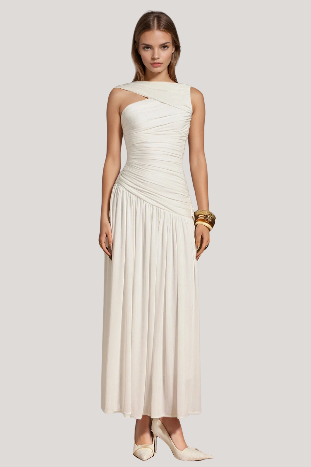 Fairuz Asymmetric Draped Maxi Dress