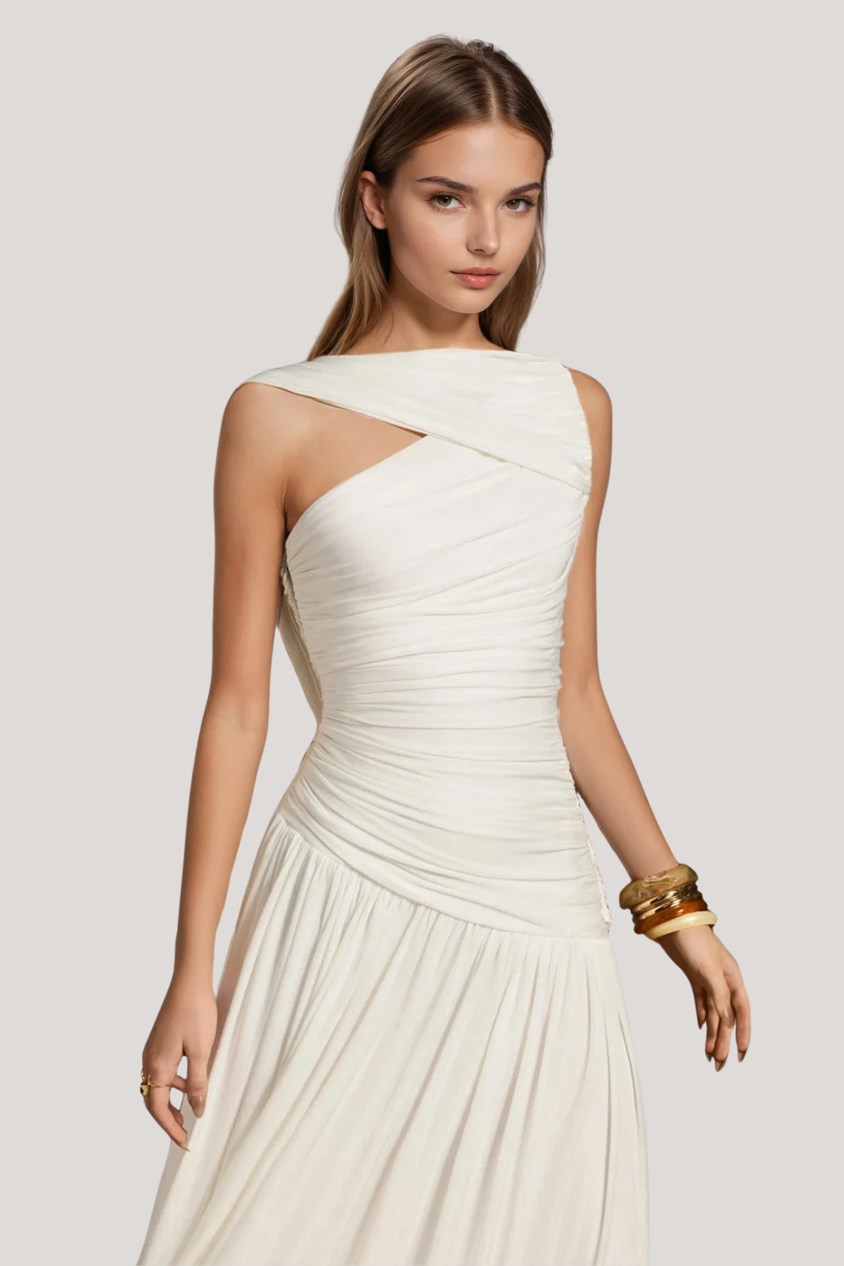 Fairuz Asymmetric Draped Maxi Dress