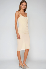 Fakhri Spaghetti Cowl Neck Embellished Midi Dress