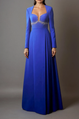 Falk Rhinestone Pleated Maxi Dress
