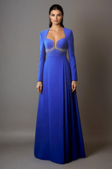 Falk Rhinestone Pleated Maxi Dress