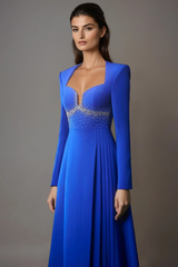 Falk Rhinestone Pleated Maxi Dress