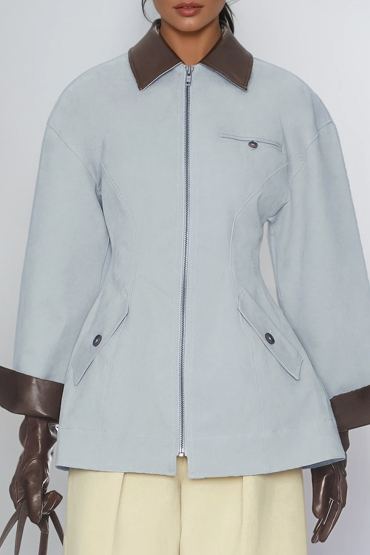 Fani Deconstruct Leather Bodycon Jacket