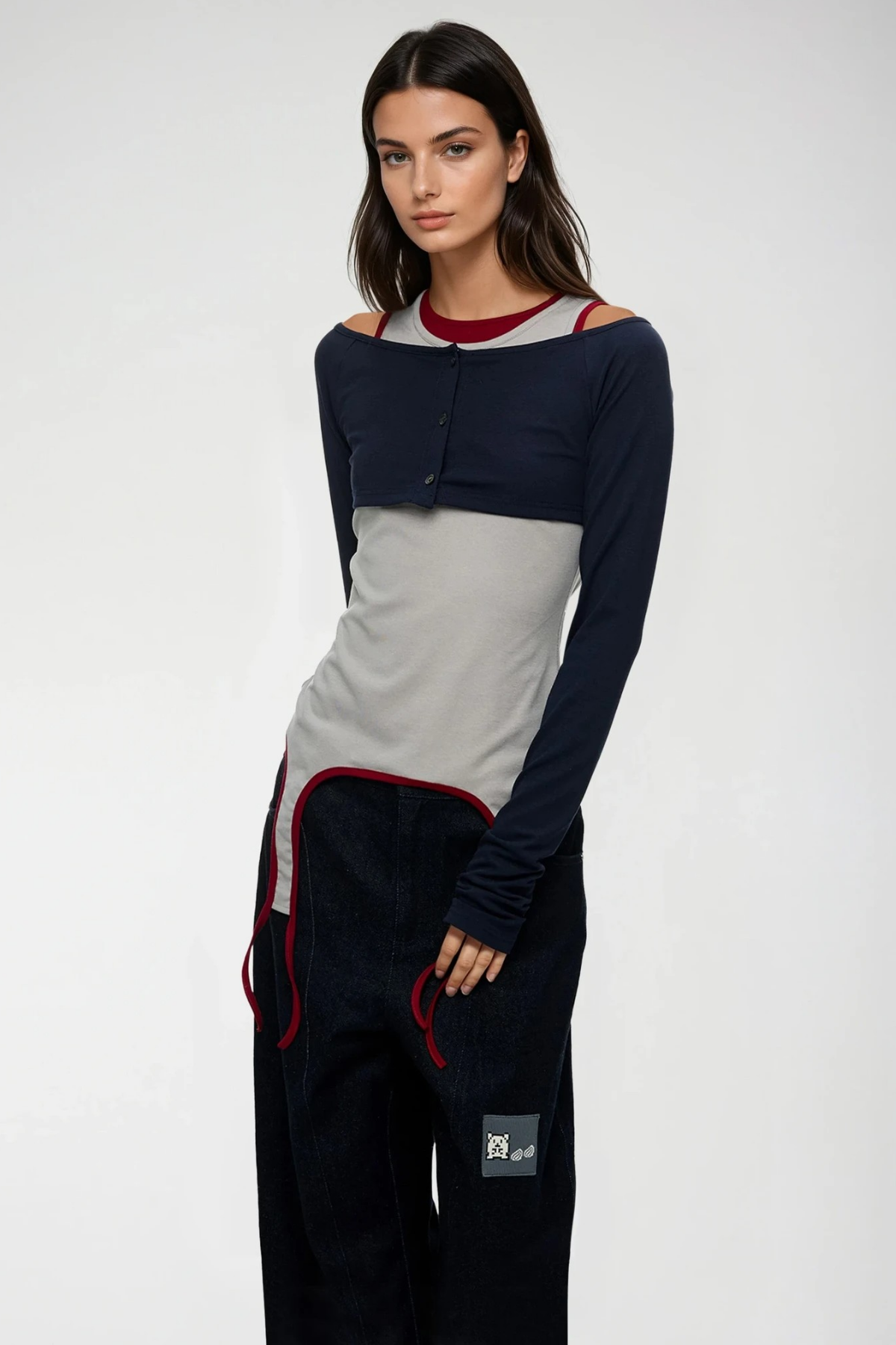 Fanni Two Piece Deconstruct Top In Grey