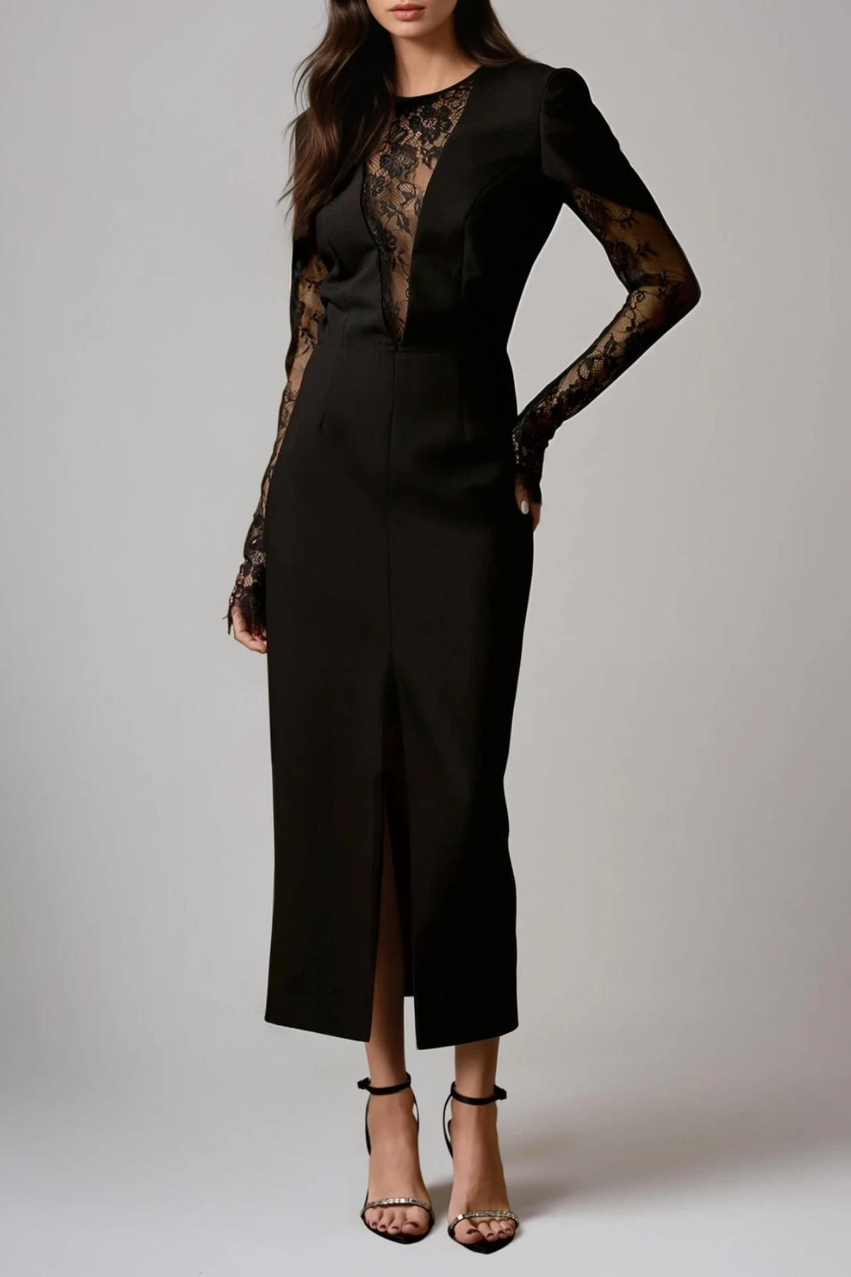 Fannie Split Lace Midi Dress