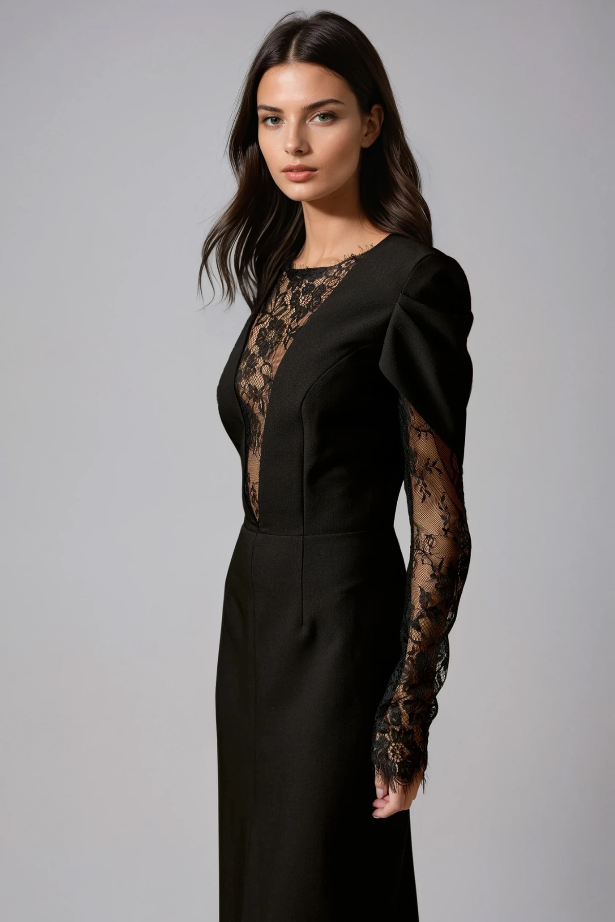Fannie Split Lace Midi Dress