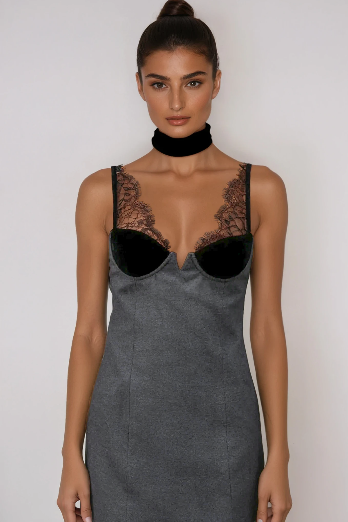 Farai V Neck Lace Mini Dress