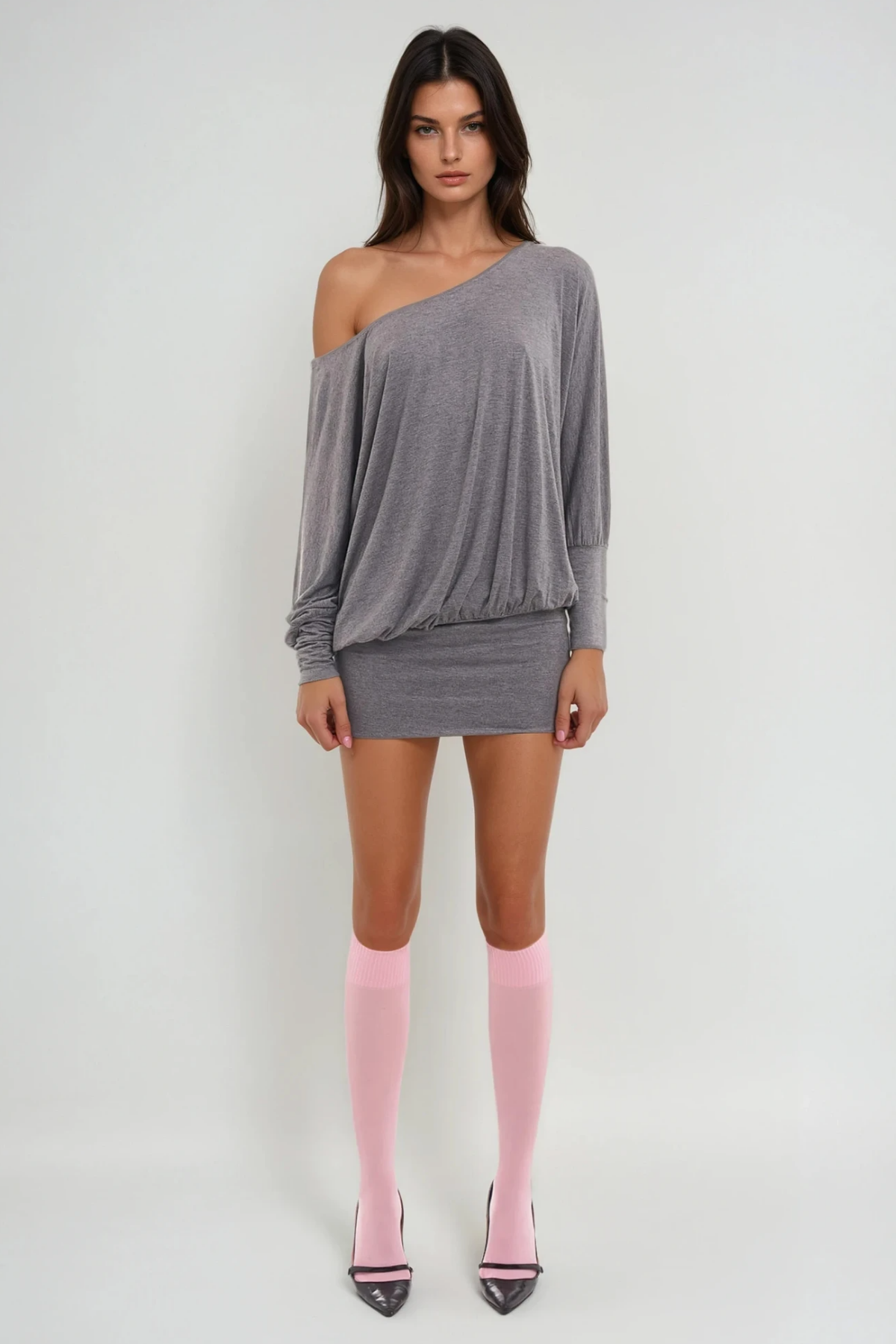 Faraj One Shoulder Ruch Mini Dress