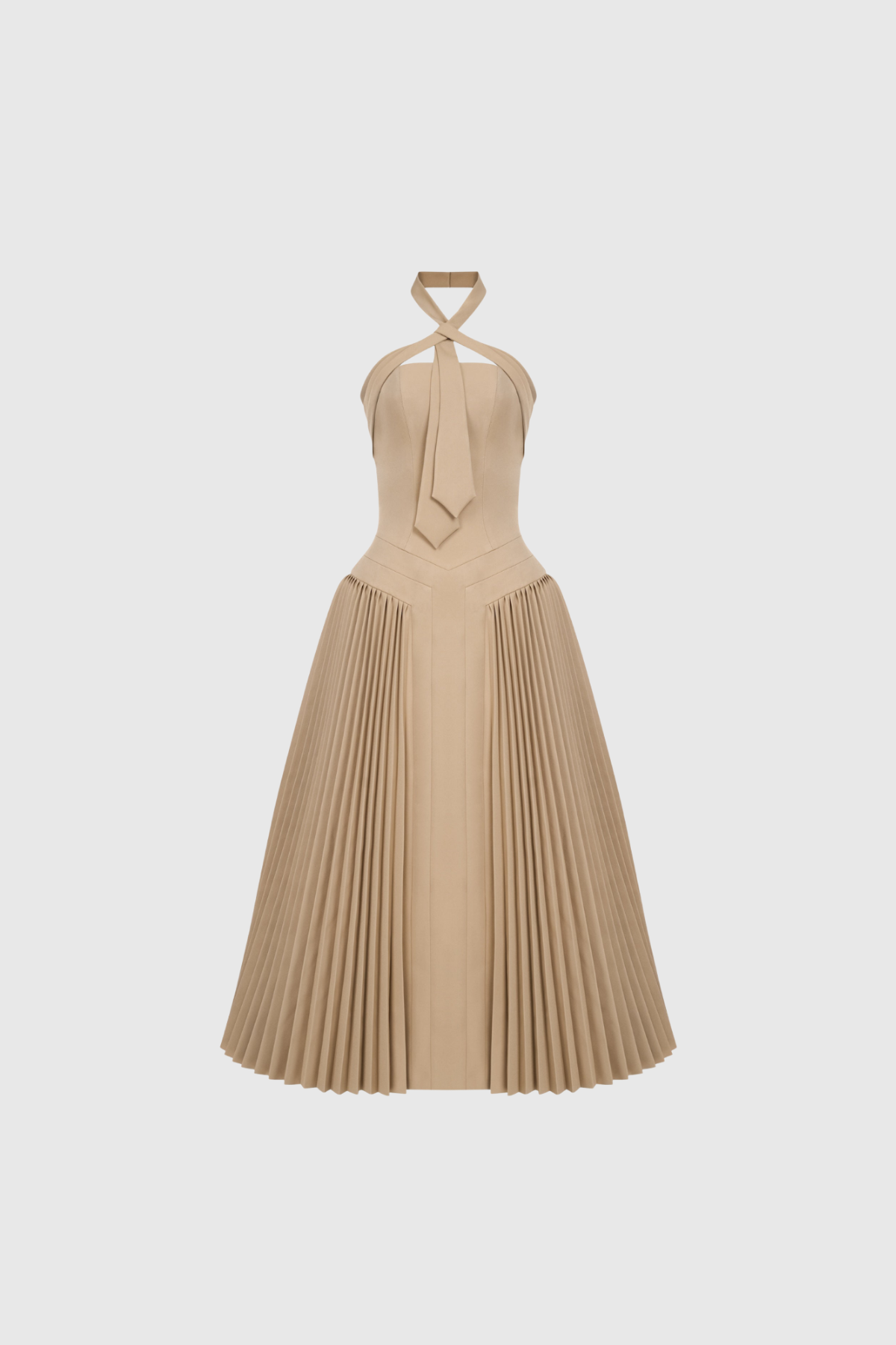 Faramund Halter Neck Pleated Maxi Dress