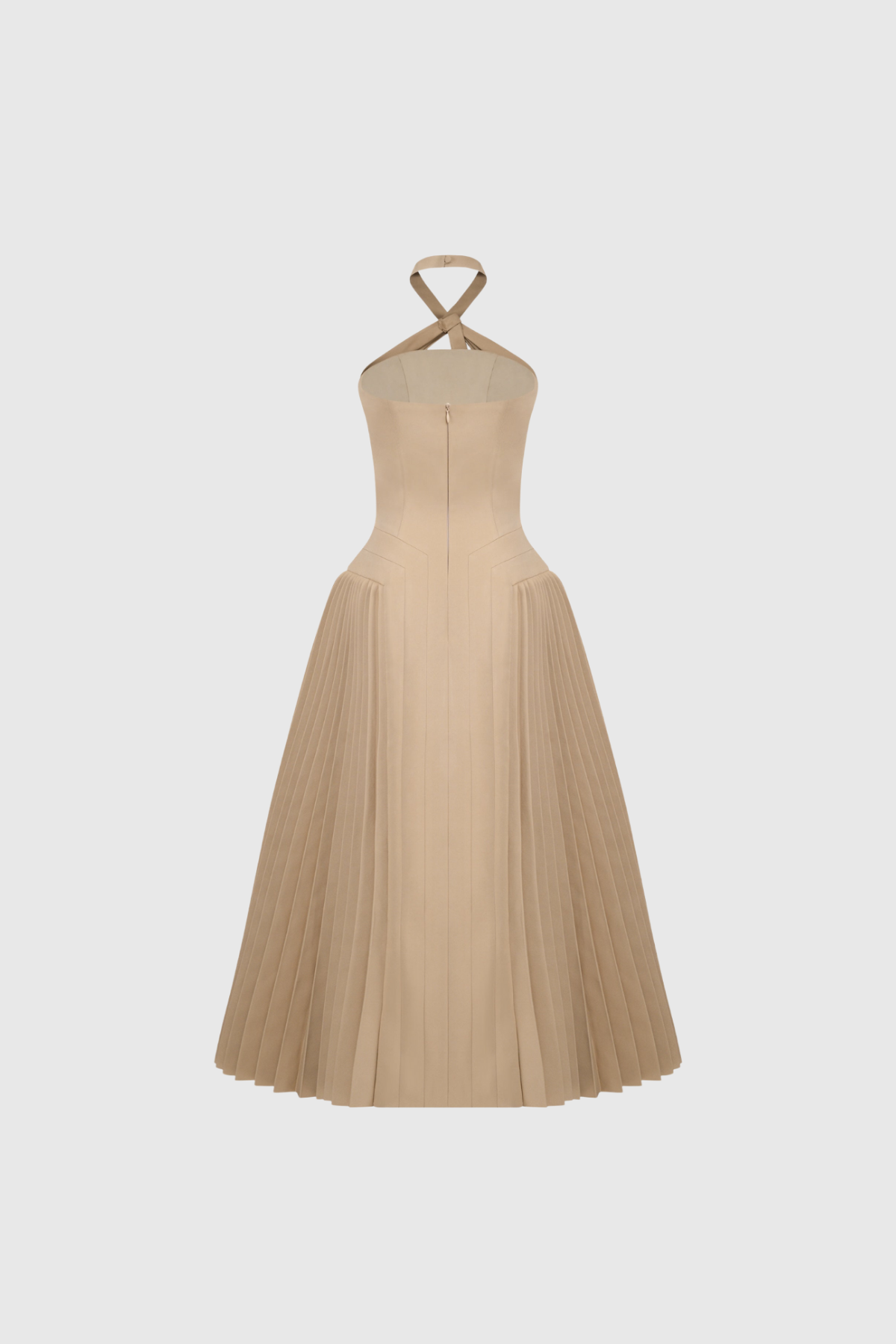 Faramund Halter Neck Pleated Maxi Dress