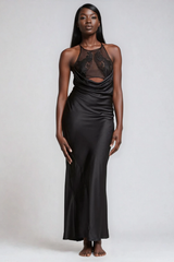 Fareeha Lace Cowl Neck Cutout Maxi Dress