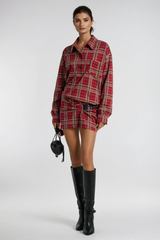 Faridoon Plaid Mini Shirt Dress