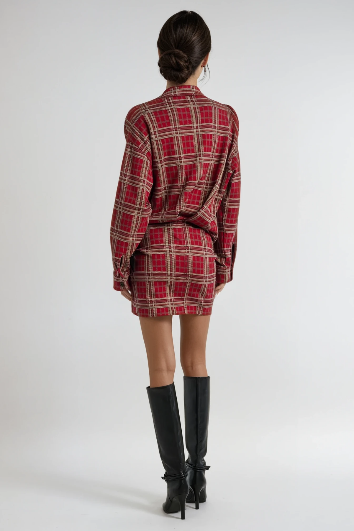 Faridoon Plaid Mini Shirt Dress