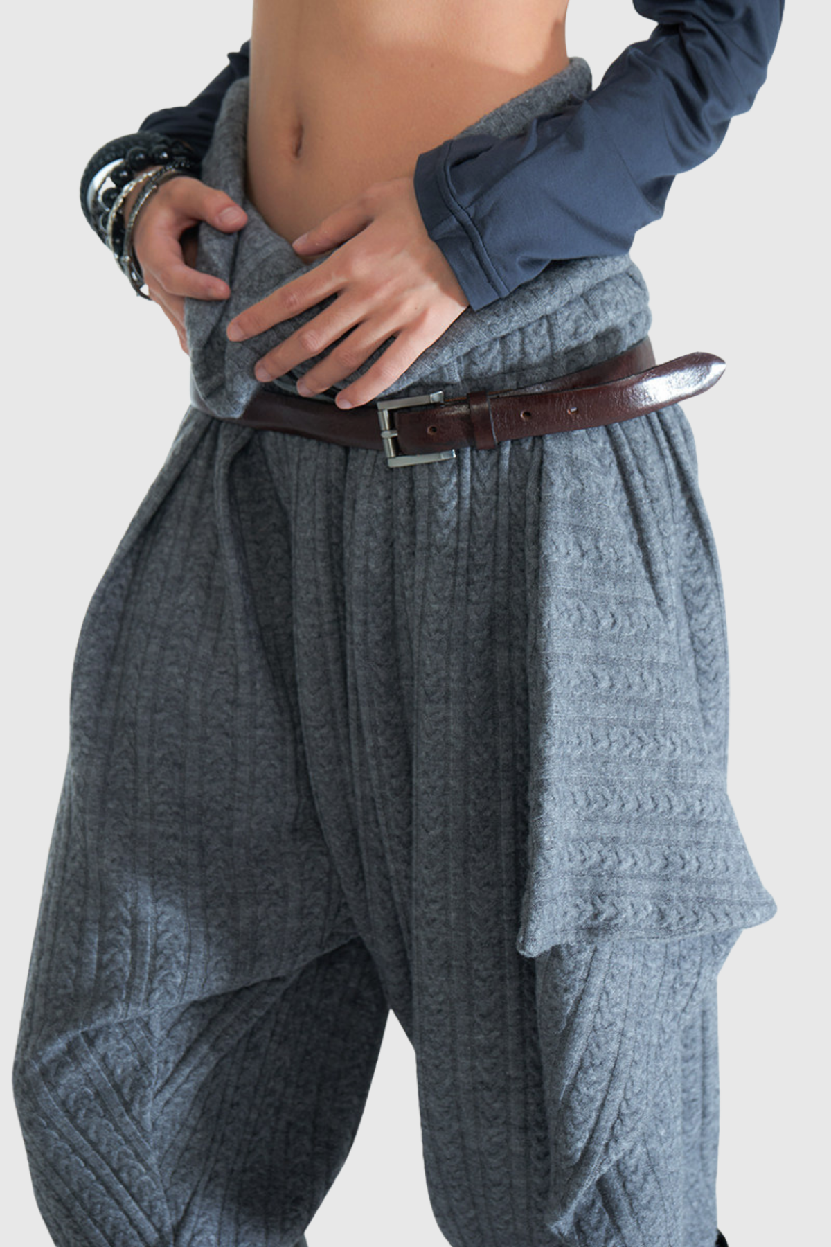 Faten Deconstruct Draped Knit Pants