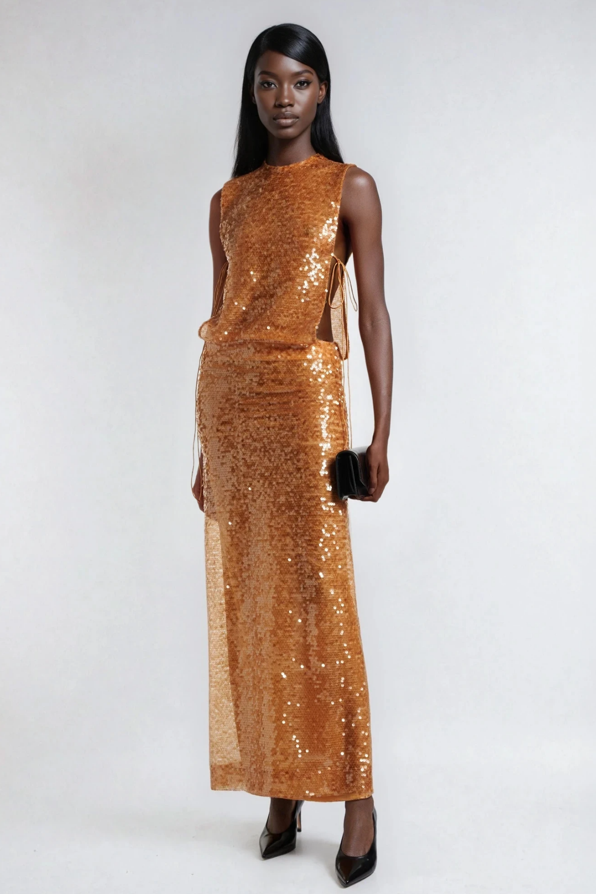 Fathima Tie Up Sequin Maxi Dress