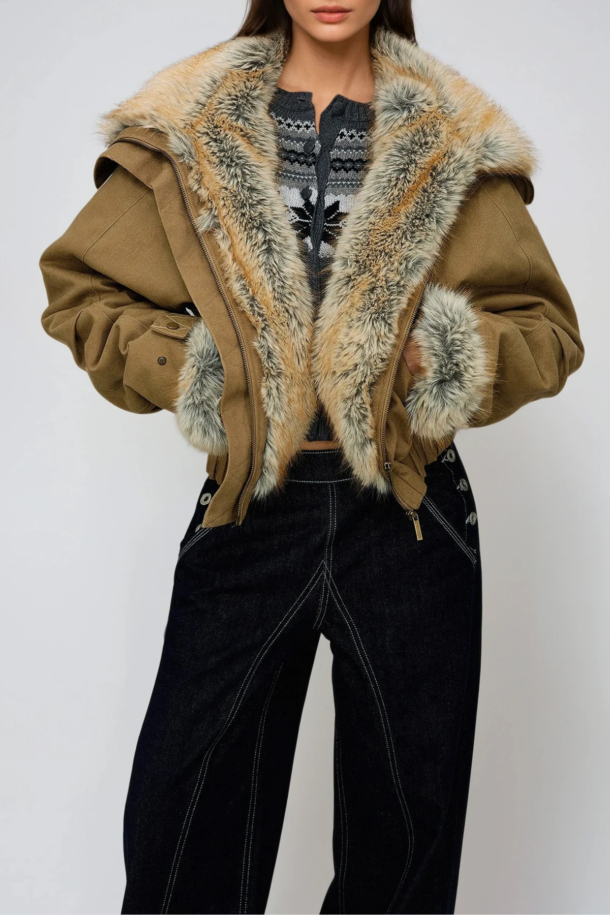 Fatima Cropped Faux Fur Jacket