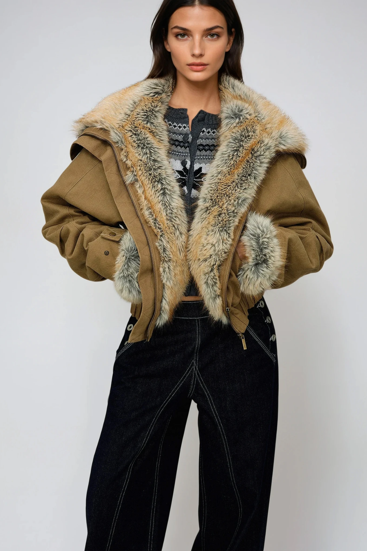 Fatima Cropped Faux Fur Jacket