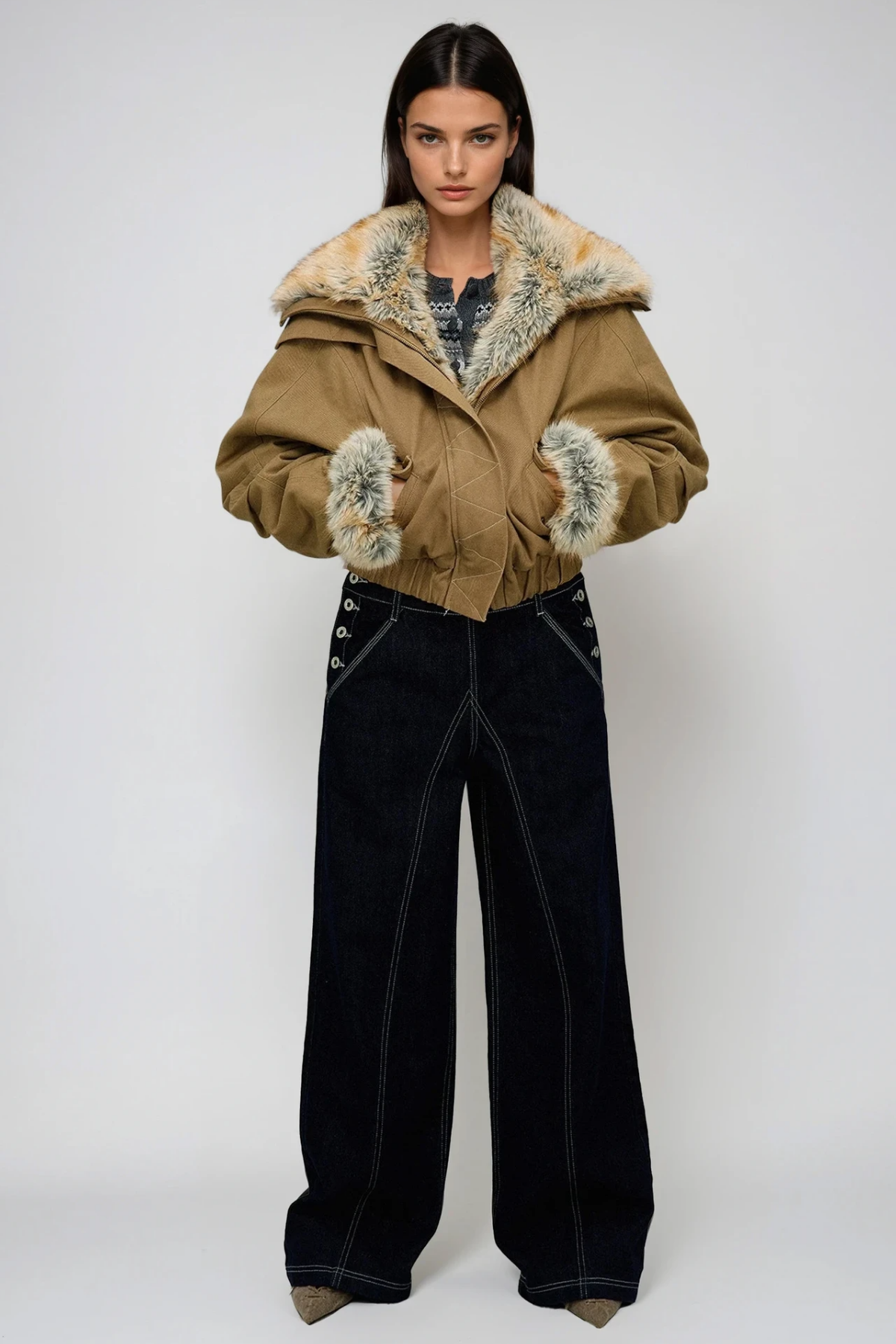 Fatima Cropped Faux Fur Jacket