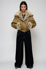 Fatima Cropped Faux Fur Jacket