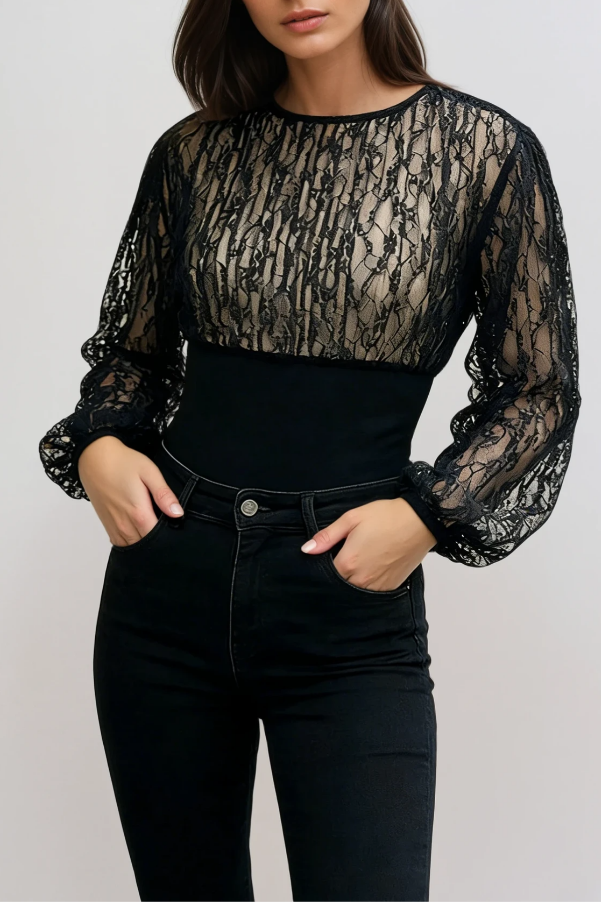Fatimatou Long Sleeve Lace Top